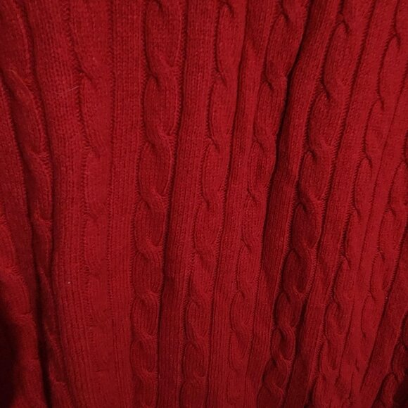 jcp Sweater Womens 3X Red Merino Wool Blend Cable Knit V Neck Pullover Plus - Picture 5 of 12